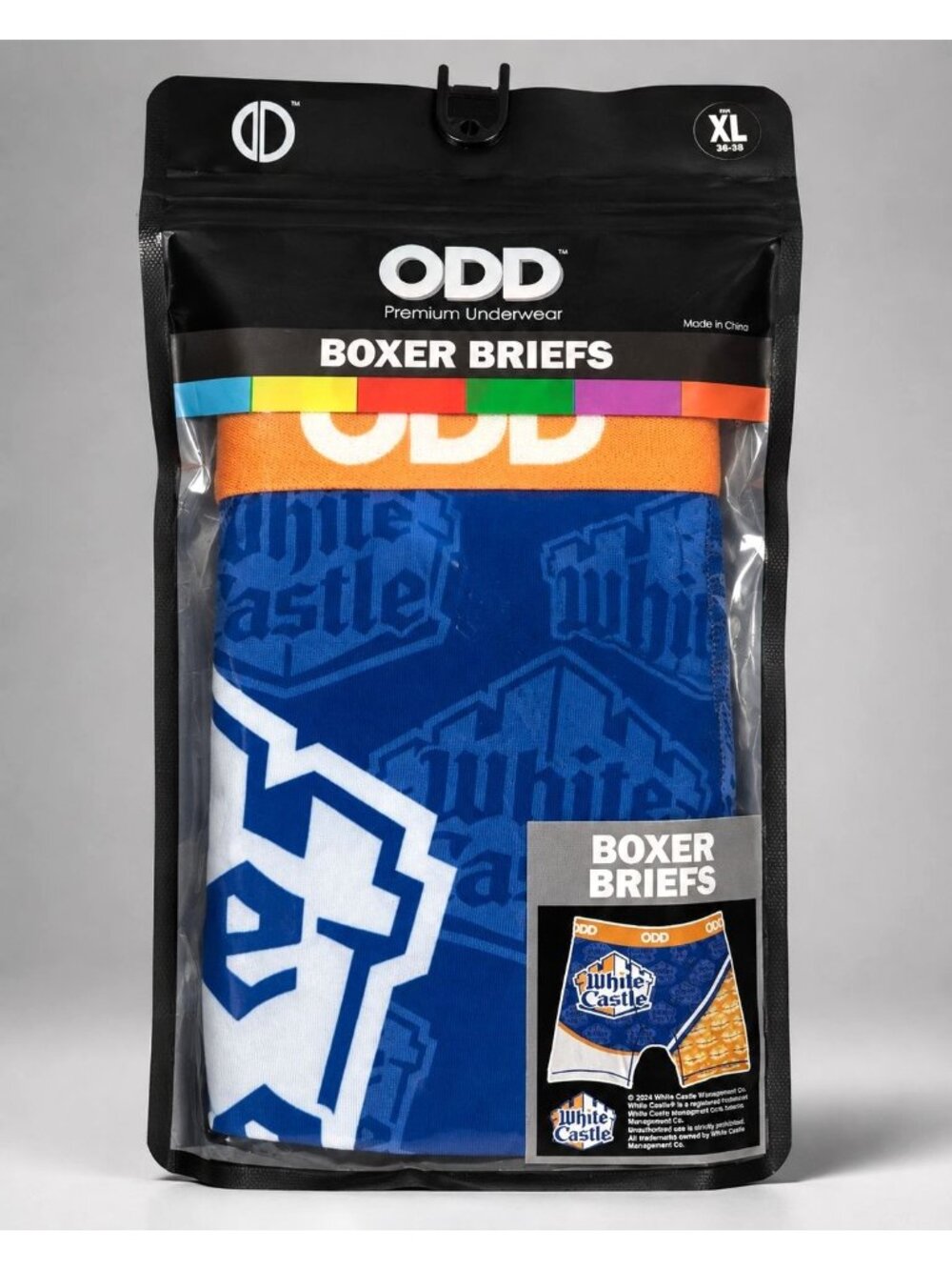 Odd Sox White Castle Men's XL Boxer Briefs Premium Cotton Blend Underwear